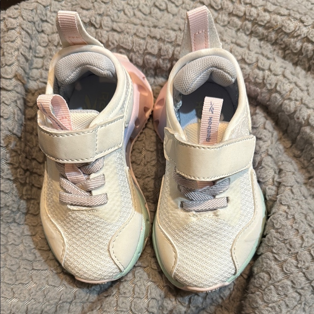Reebok Kids White and Light Pink Sneakers